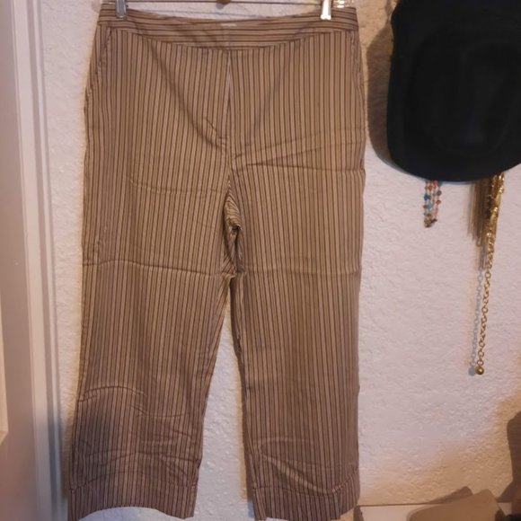 Chico's Cotton Blend Stretch Stripe Crop Pants Chico's 2.5 14-16 - Picture 1 of 5